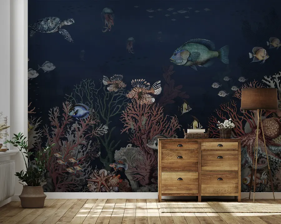 Carta da parati Mare Barriere coralline e pesci nelle profondità della baia