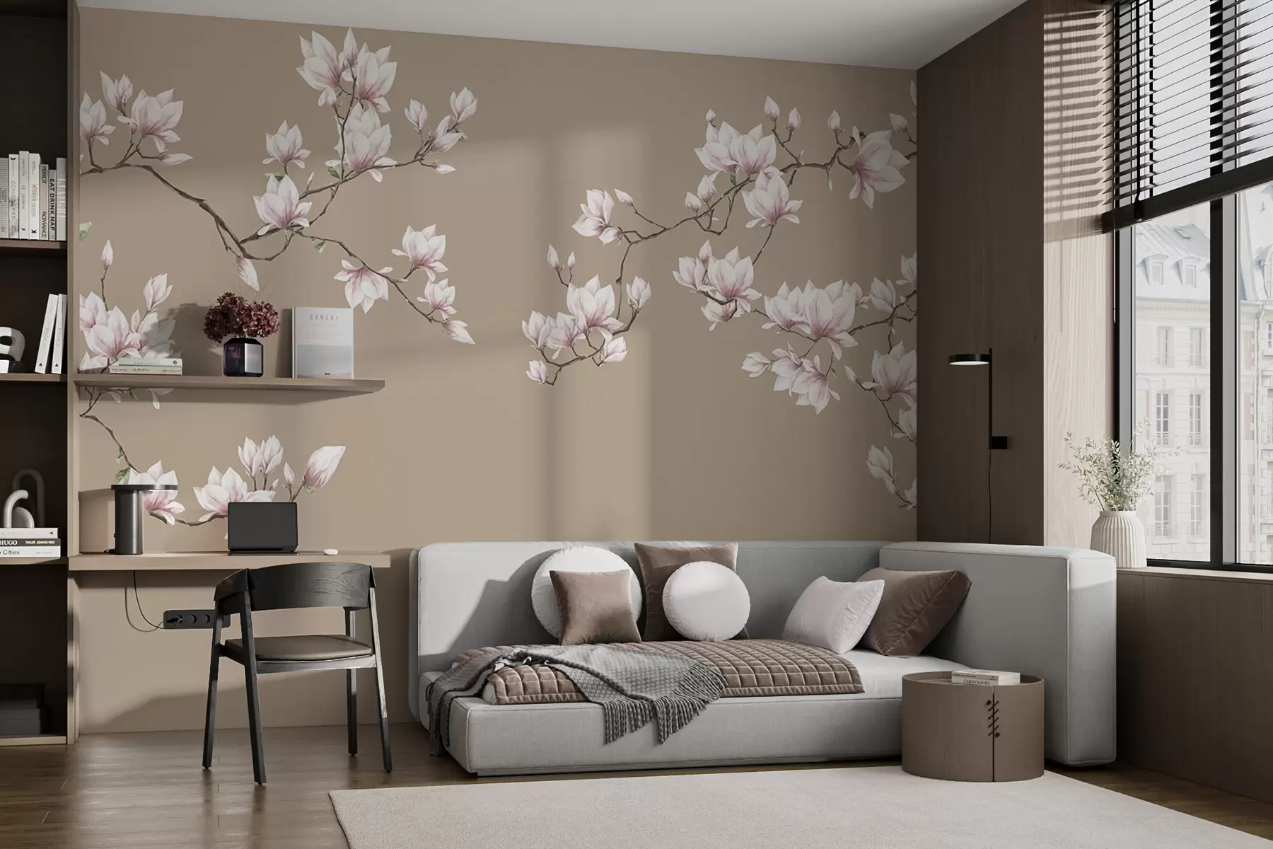 Carta da parati Floreale Rami fioriti di magnolia rosa n. u94363