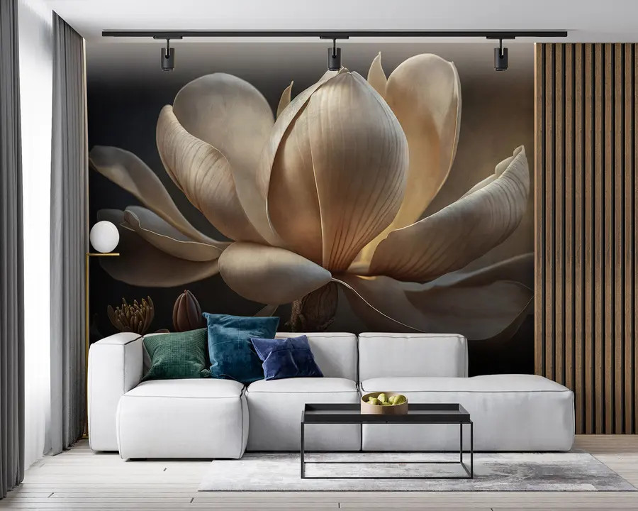 Carta da parati Floreale Grande fiore su uno sfondo scuro n. u94507