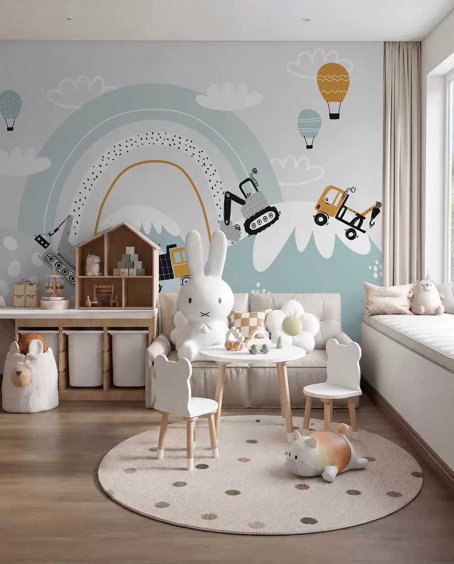 Carta da parati per Bambini Piccoli costruttori in collina 