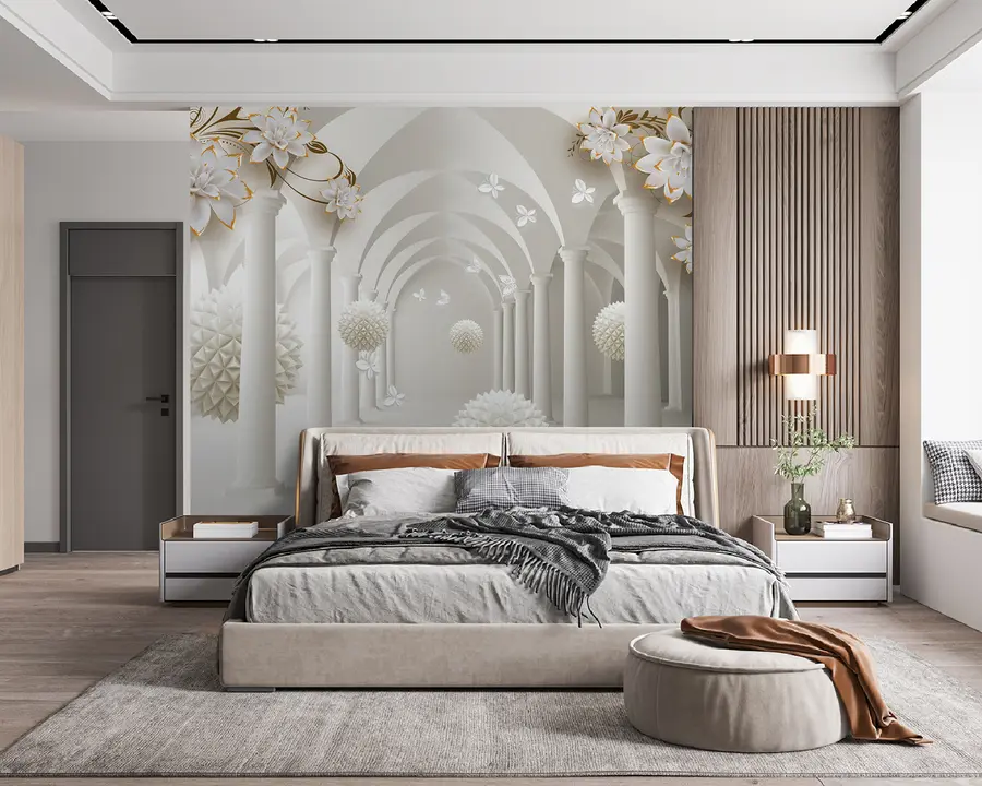 Carta da parati 3D Sfere appuntite nel tunnel 