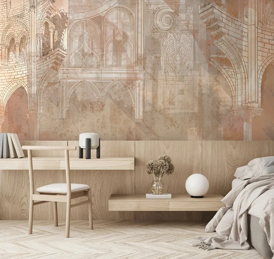 carta da parati Arte architettonica disegno di colonne e monogramma nr. u95126