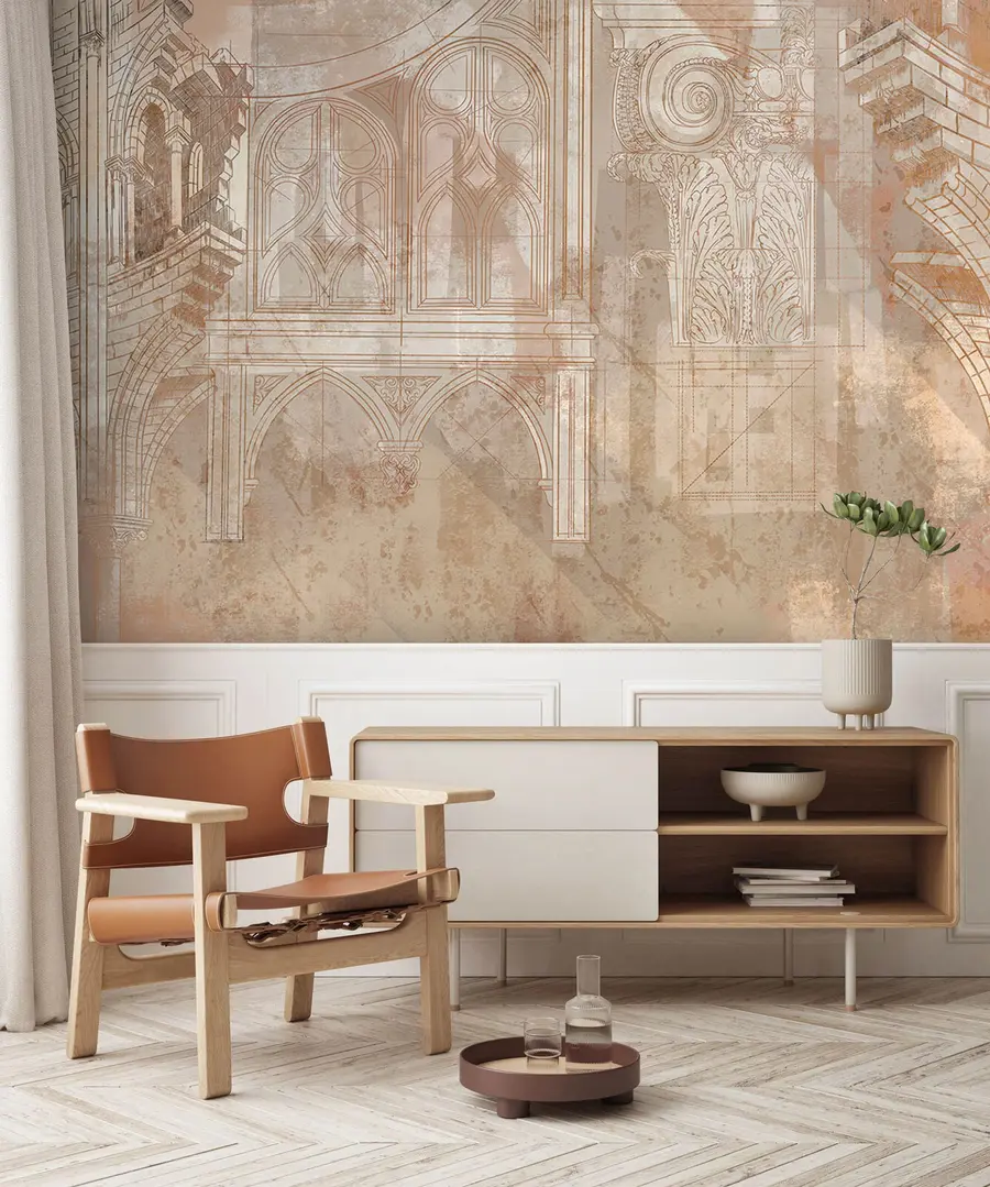 carta da parati Arte architettonica disegno di colonne e monogramma nr. u95126