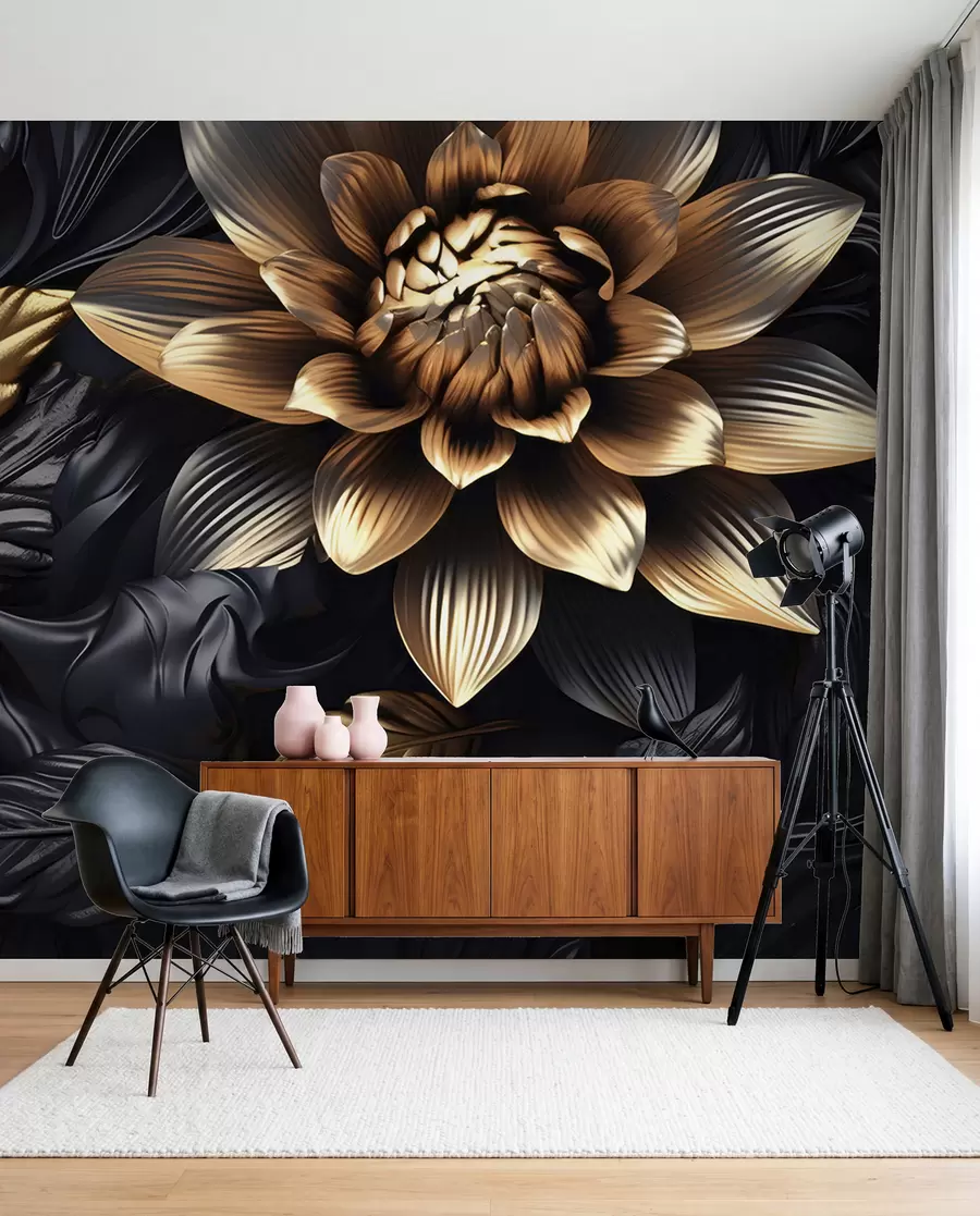 Carta da parati 3D Fiori Fioritura di bronzo n. u95244