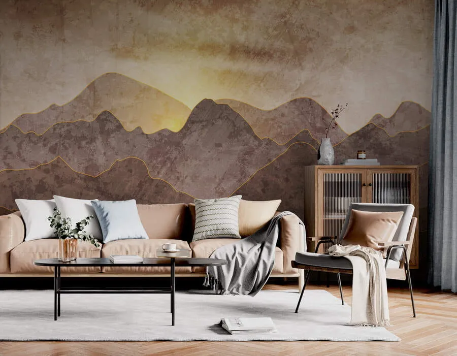 Carta da parati nature Paesaggio con cime montuose 