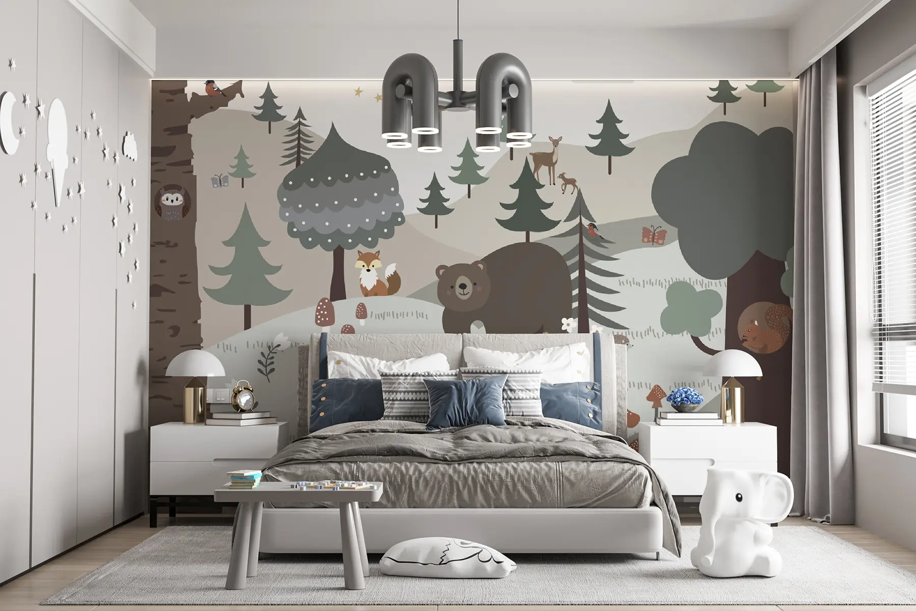 Carta da parati per Bambini Animali nella foresta 