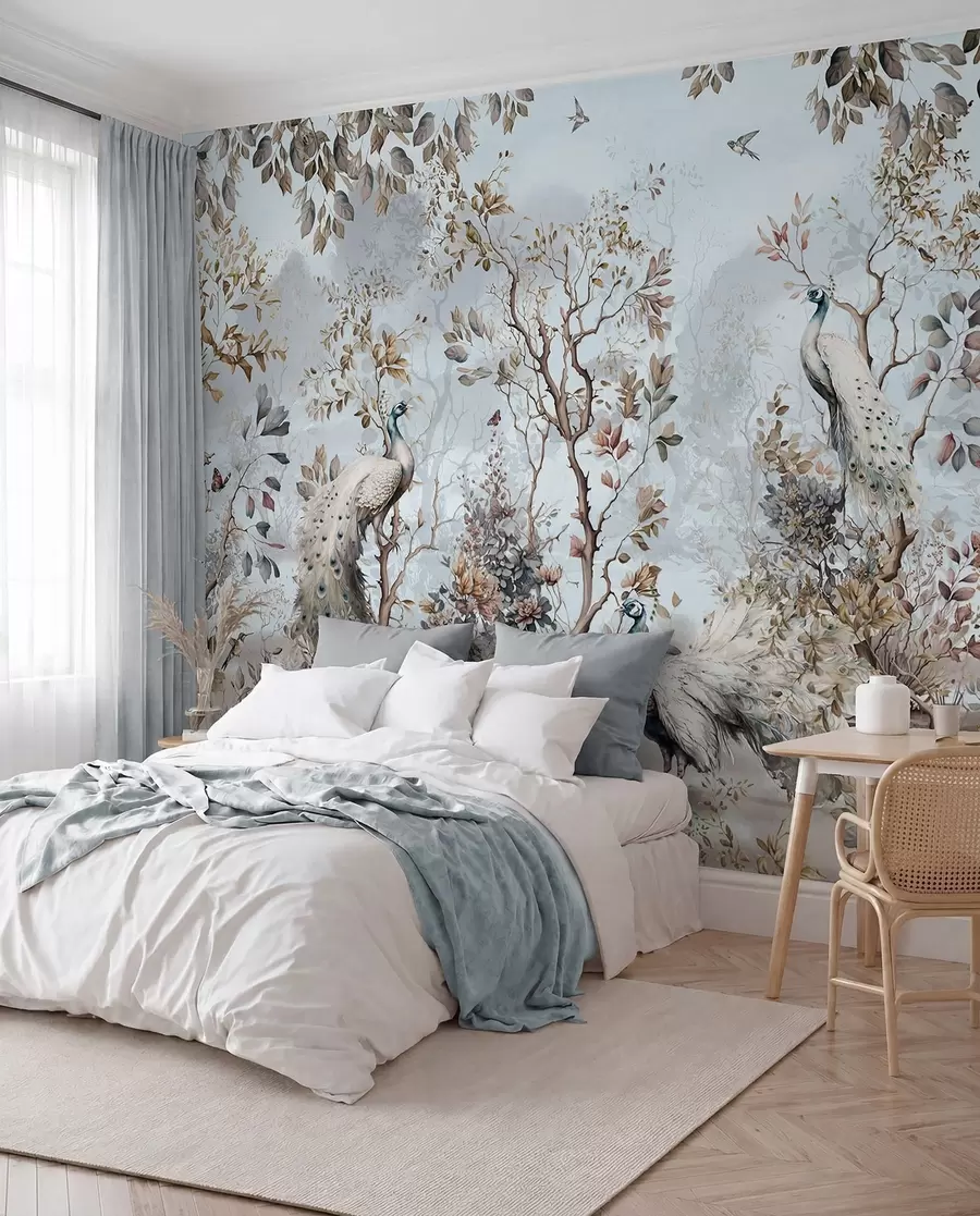 carta da parati Chinoiserie Piante e pavoni in stile cinese nr. u94849
