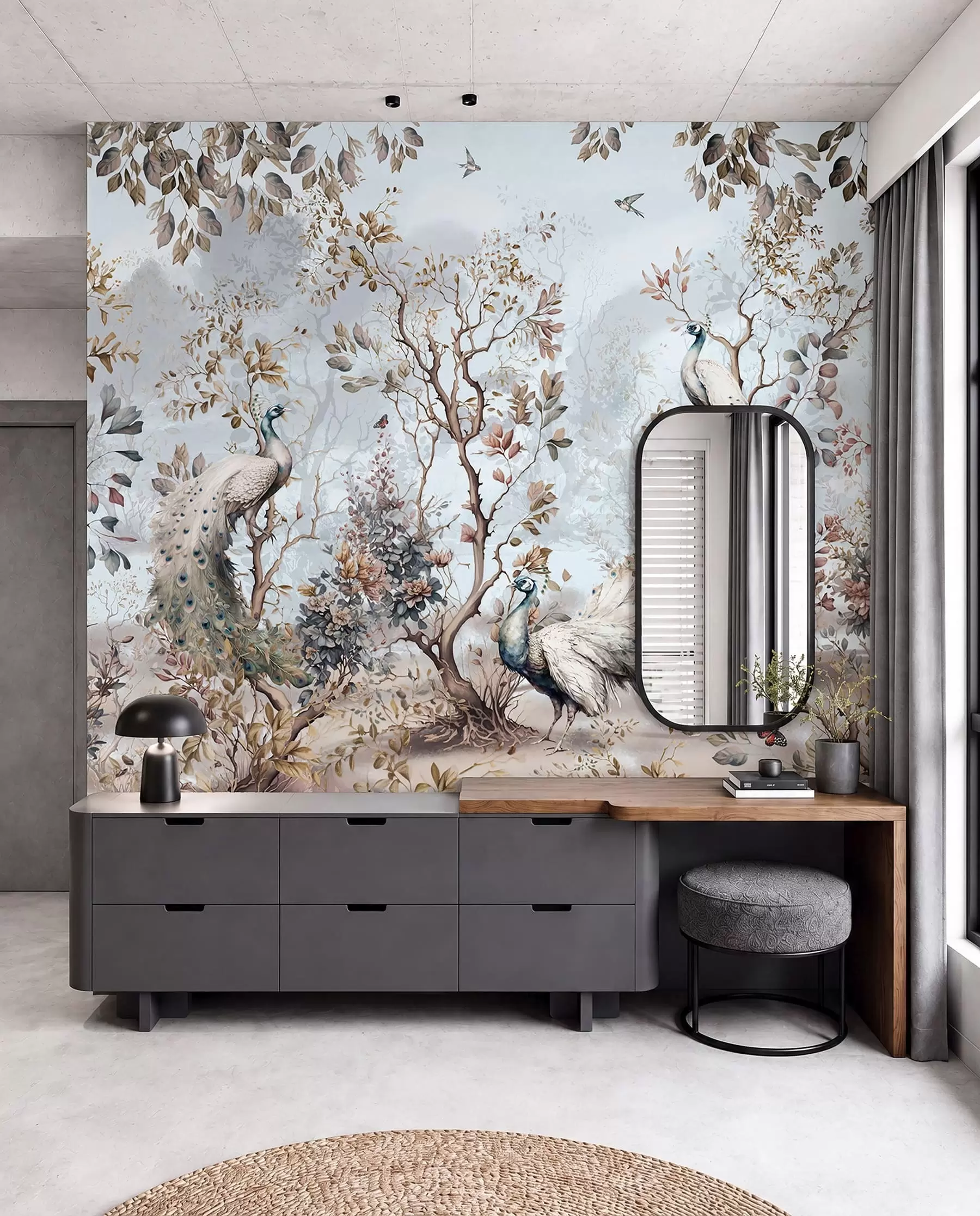 carta da parati Chinoiserie Piante e pavoni in stile cinese nr. u94849
