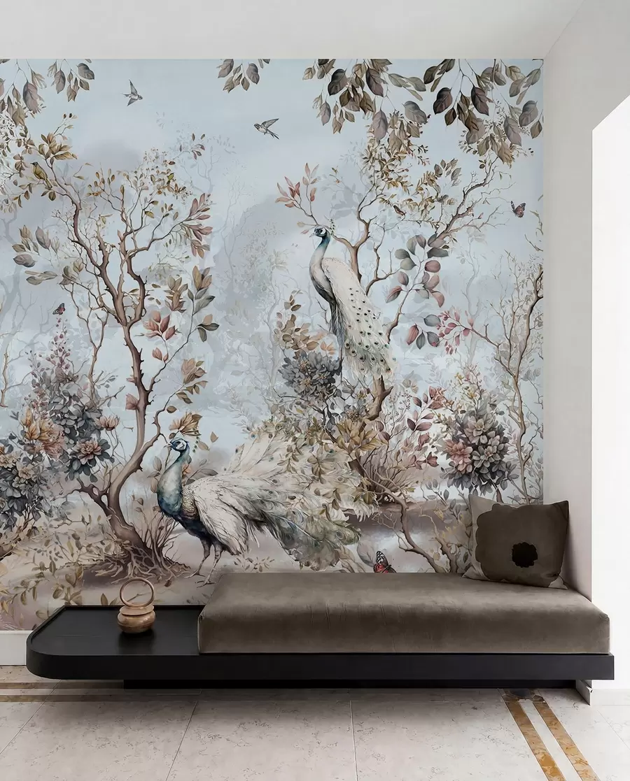 carta da parati Chinoiserie Piante e pavoni in stile cinese nr. u94849