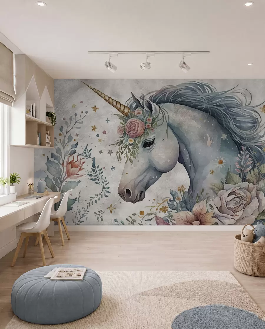 carta da parati Unicorno in fiori nr. u95404