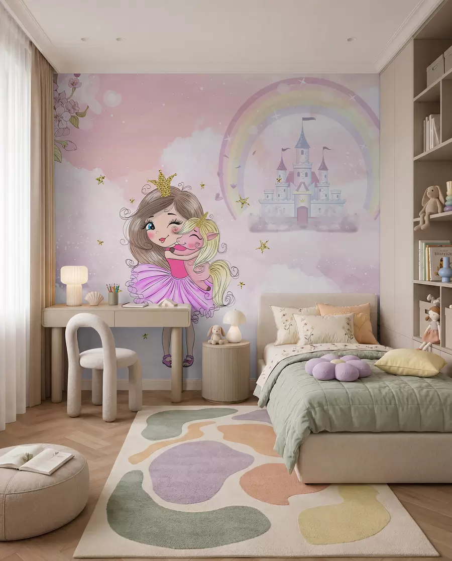 Carta da parati per Bambini La principessa e l’unicorno 
