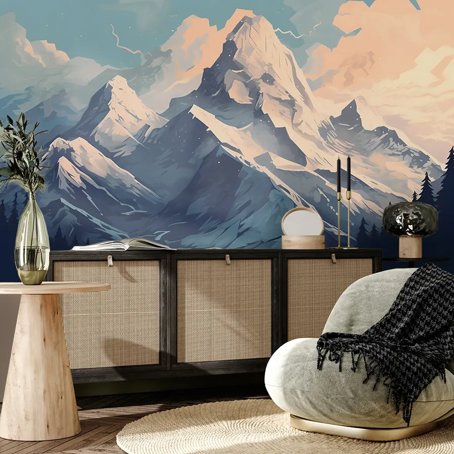 Carta da parati nature picco di montagna innevato 