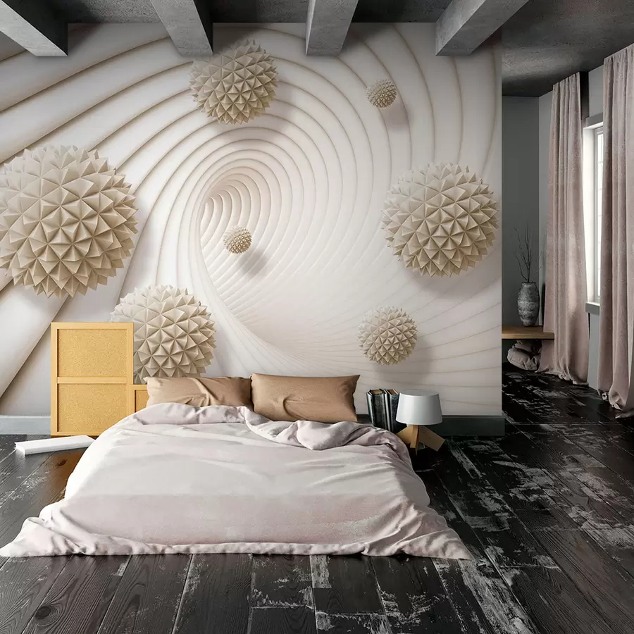 Carta da parati 3D Sfere grafiche 3D nel tunnel 