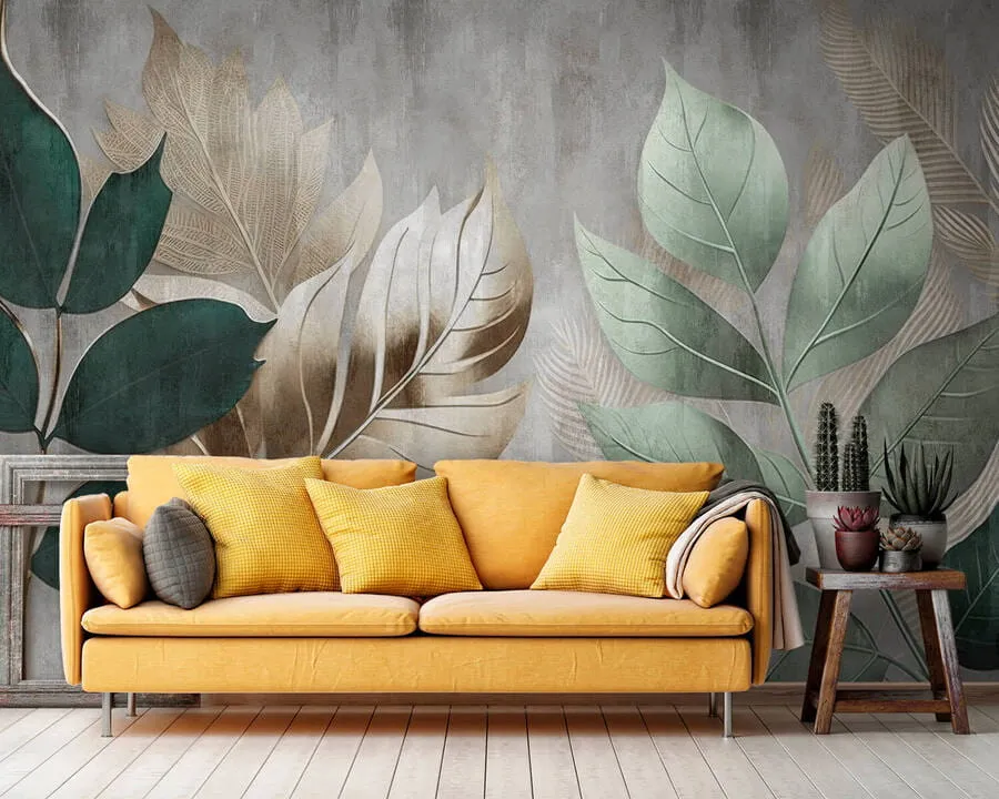 carta da parati Foglie su sfondo testurizzato nr. u94827