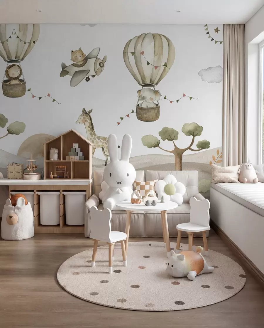 Carta da parati per Bambini Piccoli animali aviatori 