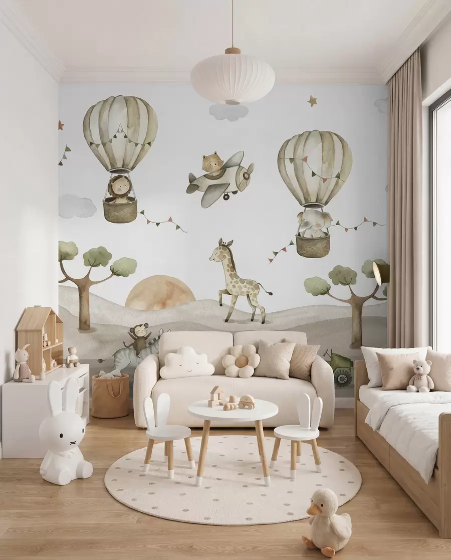 Carta da parati per Bambini Piccoli animali aviatori 