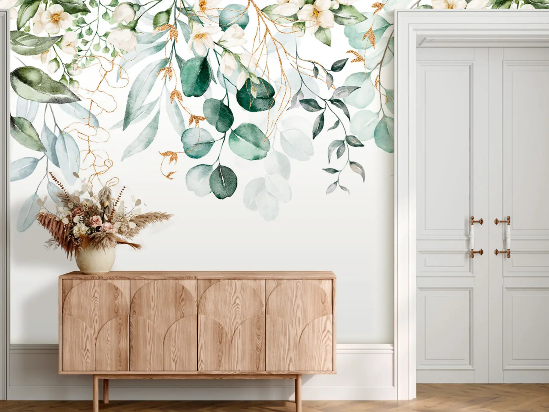 carta da parati Illustrazione con foglie e rami verdi nr. u96068