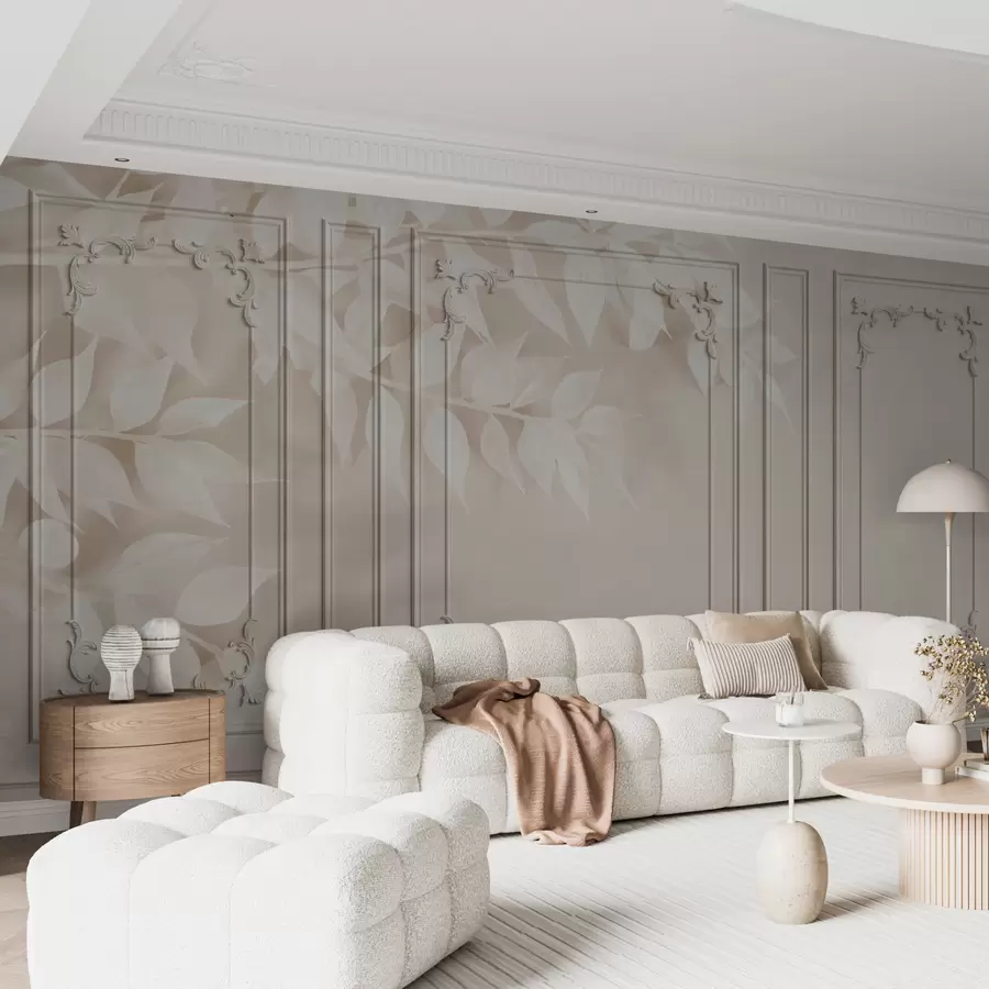 carta da parati Boiserie classica inglese con foglie nr. u96165