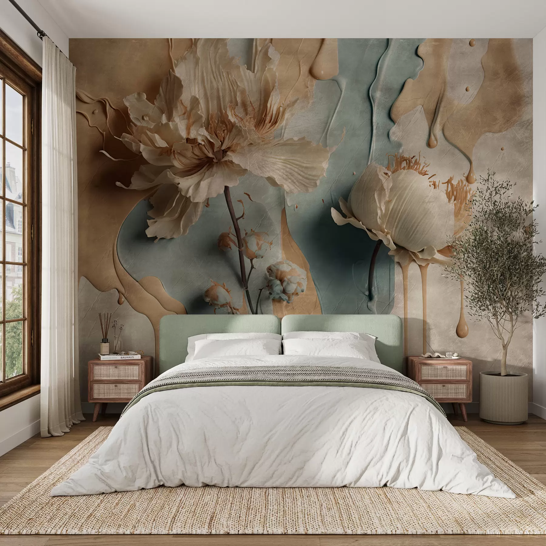 Carta da parati 3D Fiori Fiori e striature di vernice n. u95662