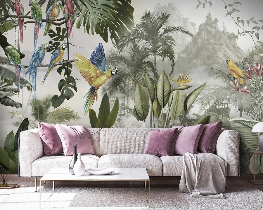 carta da parati Pappagalli nella foresta pluviale nr. u95693