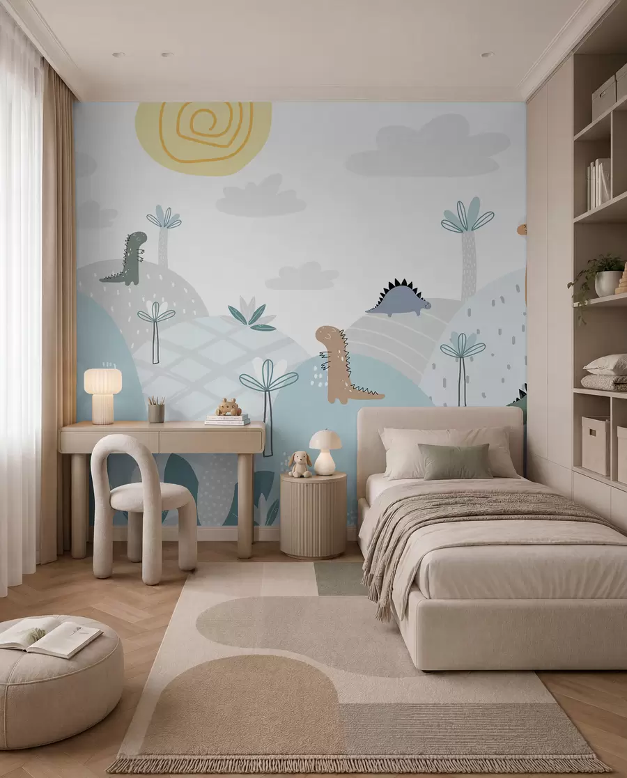 Carta da parati per Bambini mondo dei dinosauri 