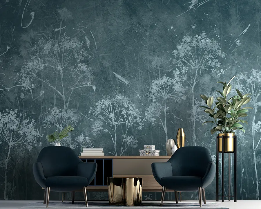 Carta da parati nature Fiori di campo in stile grunge 