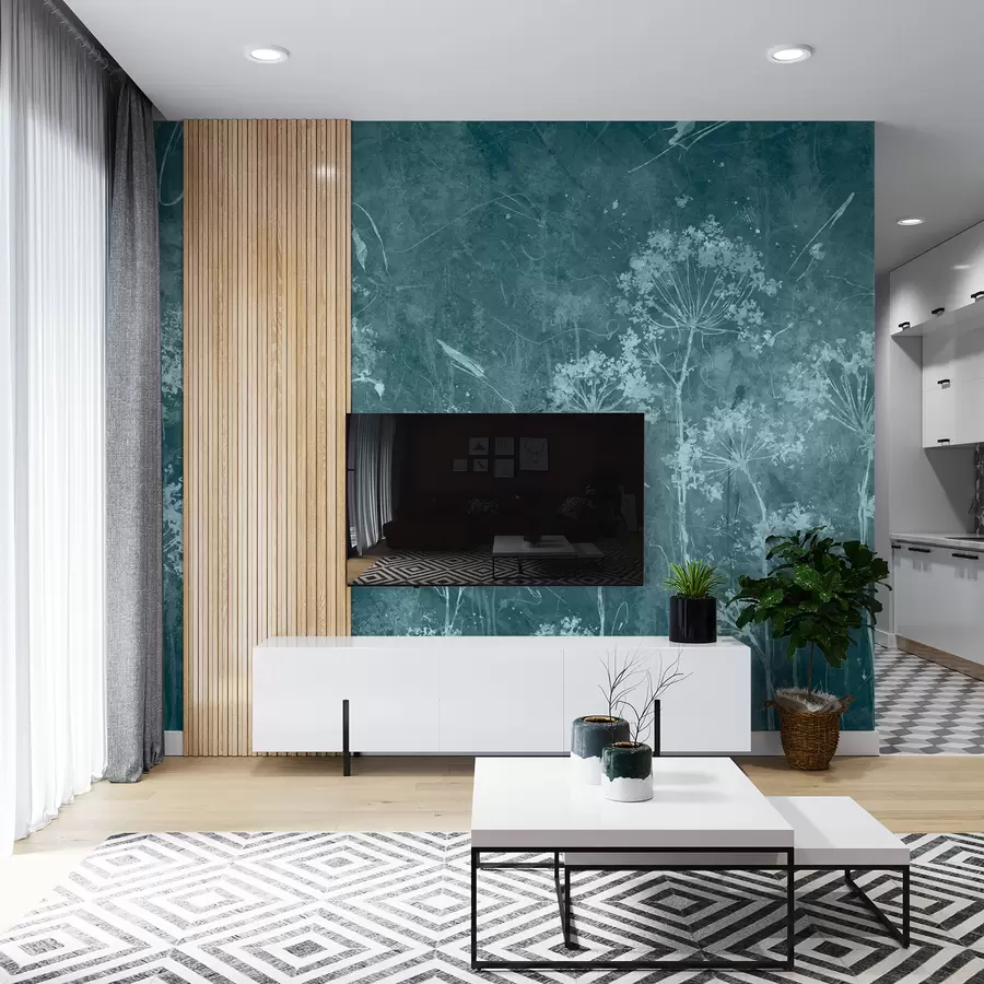 Carta da parati nature Fiori di campo in stile grunge 