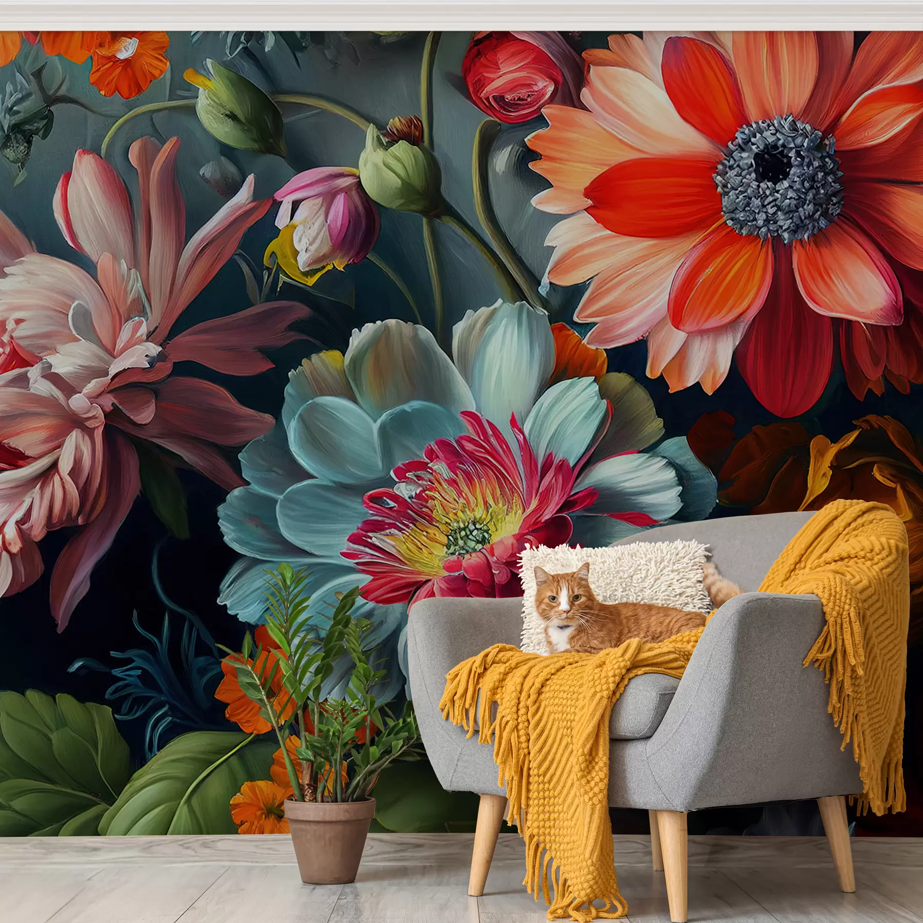 Carta da parati 3D Fiori Spruzzi floreali n. u96631