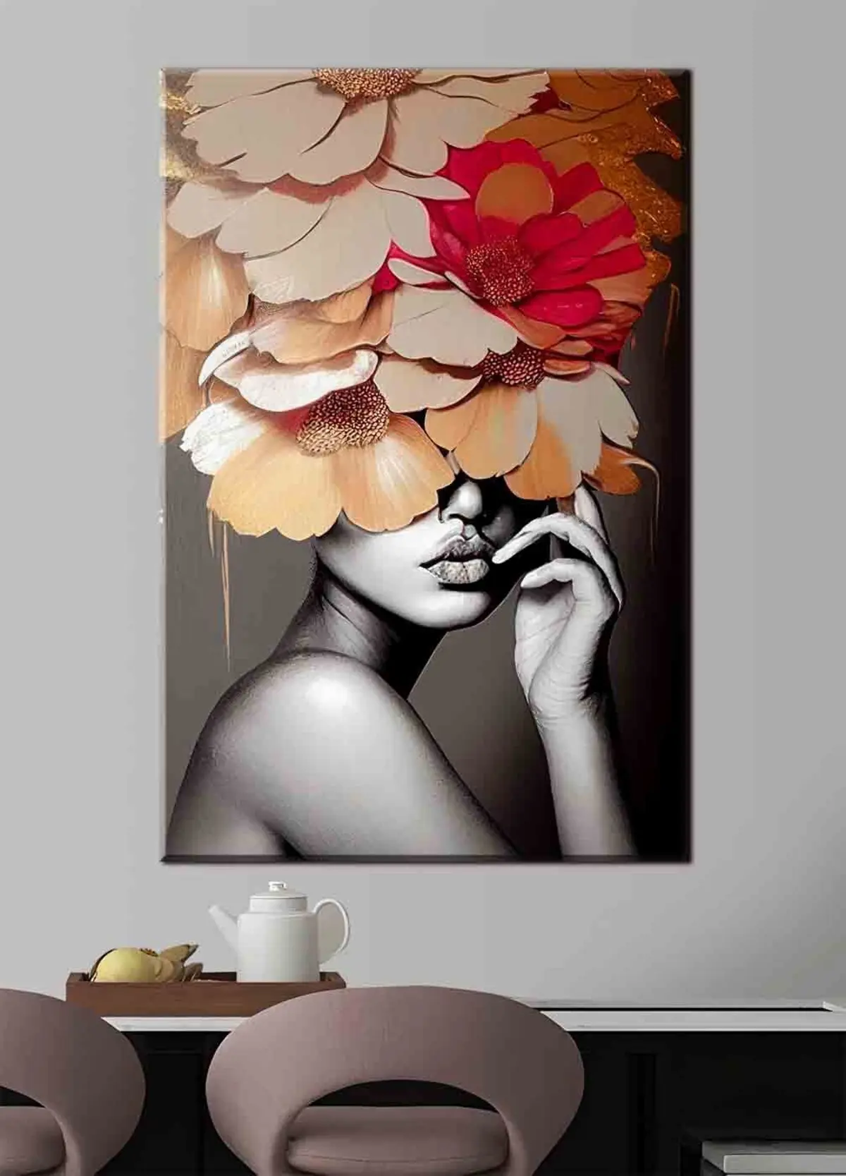 carta da parati Fiore, pianta e bianco nr. s35442