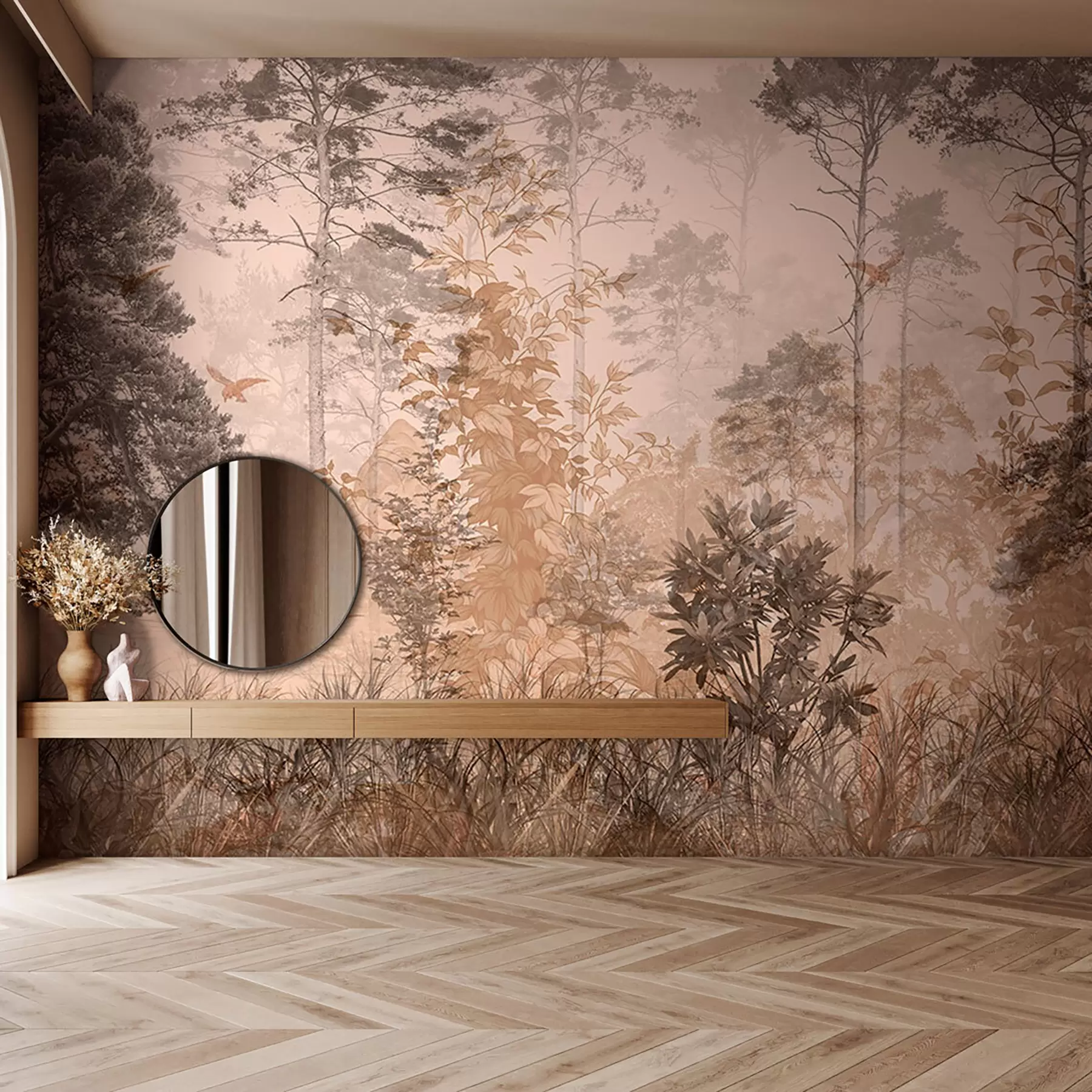 Carta da parati nature Foresta in stile grunge 