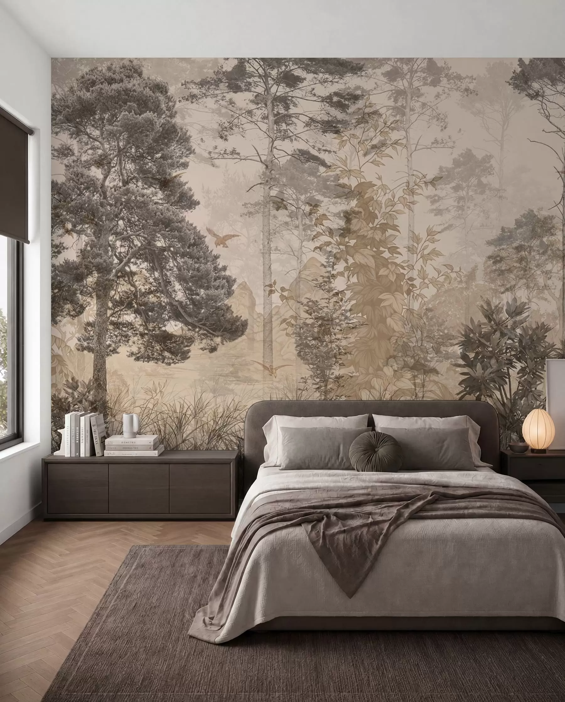 Carta da parati nature Foresta in stile grunge 