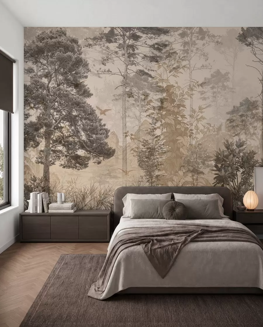 Carta da parati nature Foresta in stile grunge 
