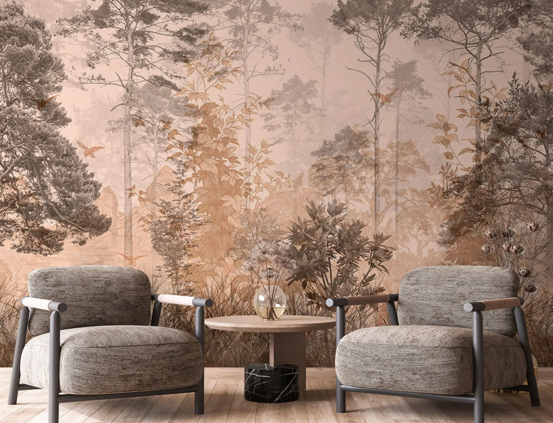 Carta da parati nature Foresta in stile grunge 