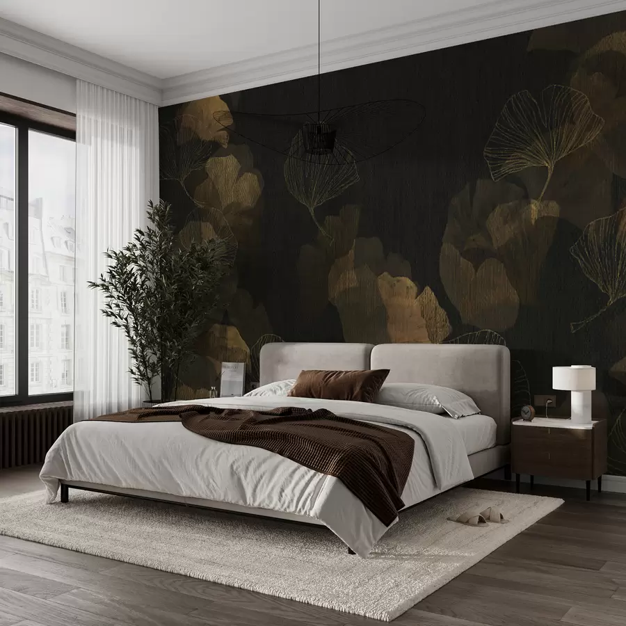 Carta da parati nature Foglie di ginko popolari 