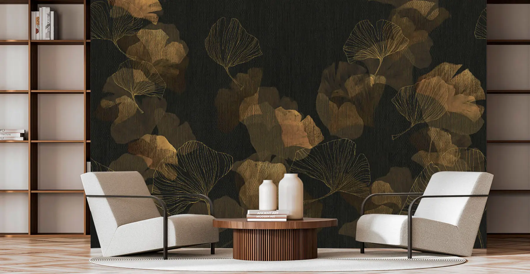 Carta da parati nature Foglie di ginko popolari 