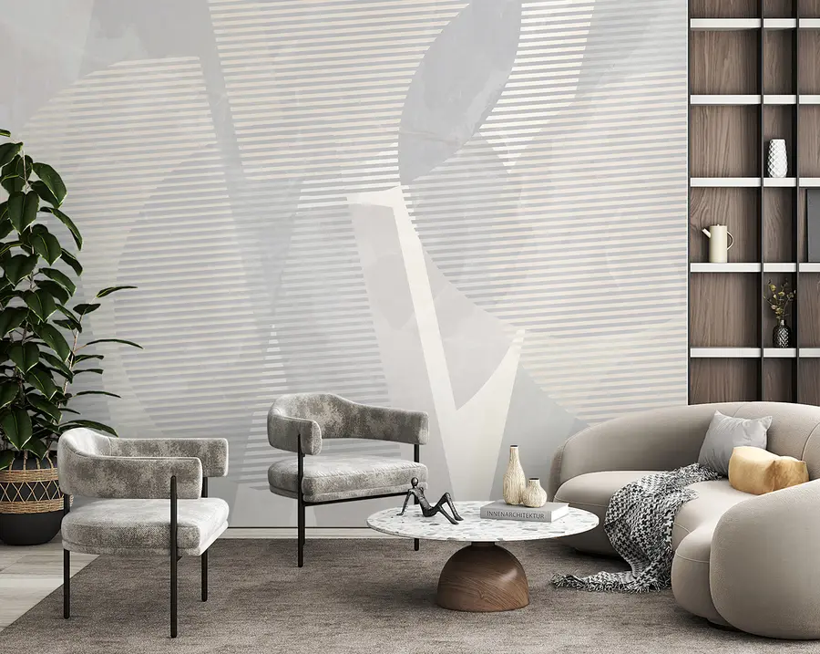 carta da parati Astrazione geometrica su uno sfondo di marmo in colori pastello nr. u95373