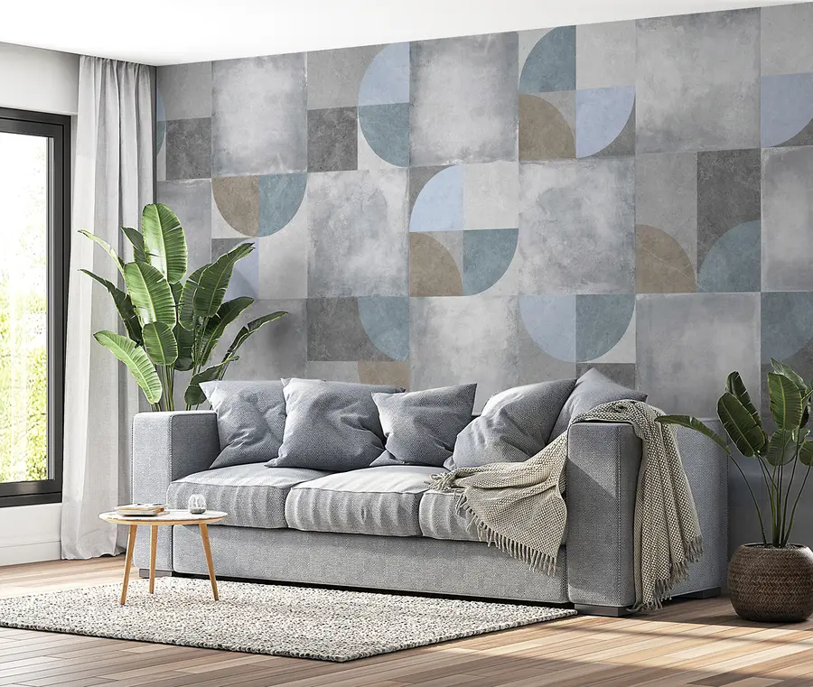 carta da parati Motivo geometrico astratto con sfondo texture cemento nr. u97268