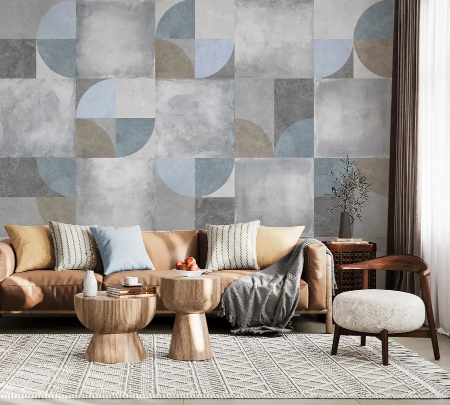 carta da parati Motivo geometrico astratto con sfondo texture cemento nr. u97268