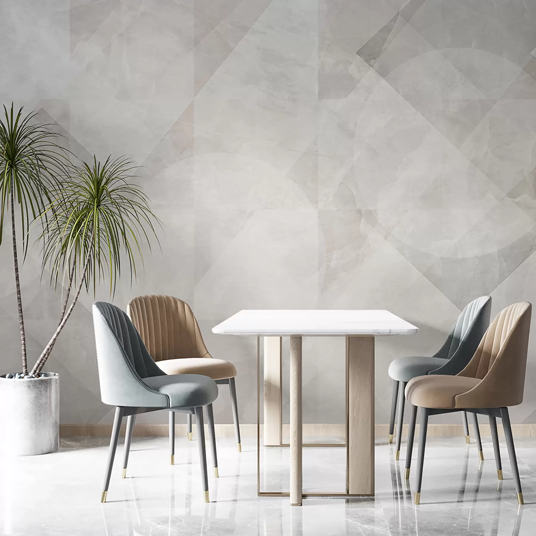 carta da parati Astrazione geometrica su uno sfondo di marmo in colori pastello nr. u97269