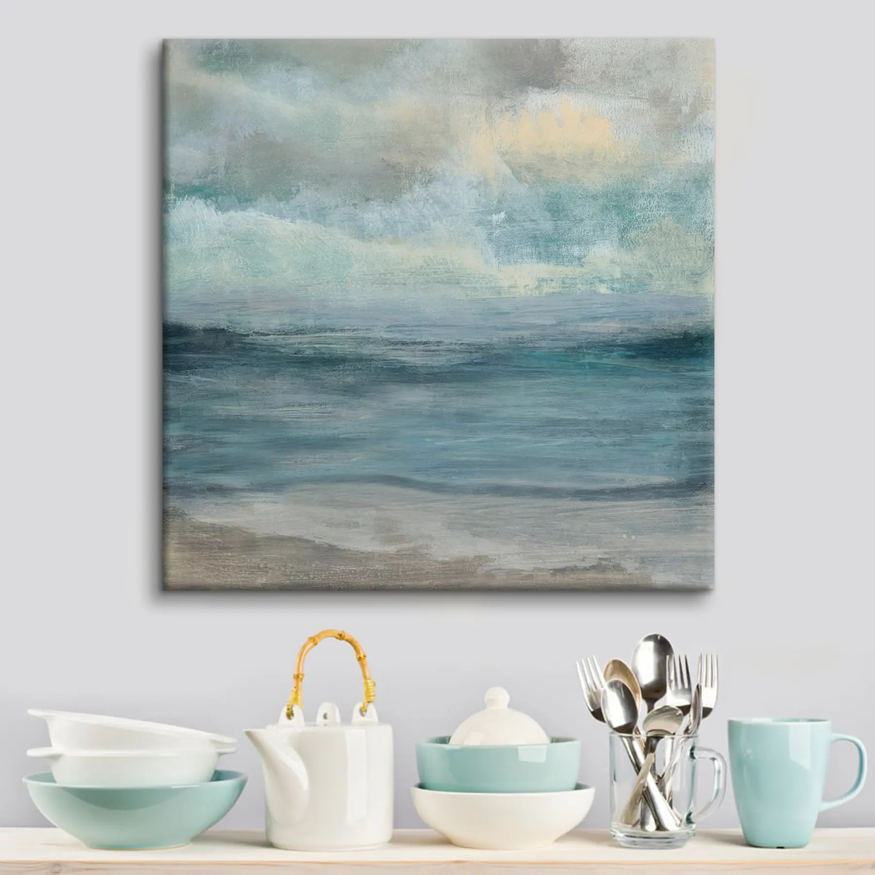 carta da parati Onde tranquille dell'oceano sotto un cielo nuvoloso nr. s35720