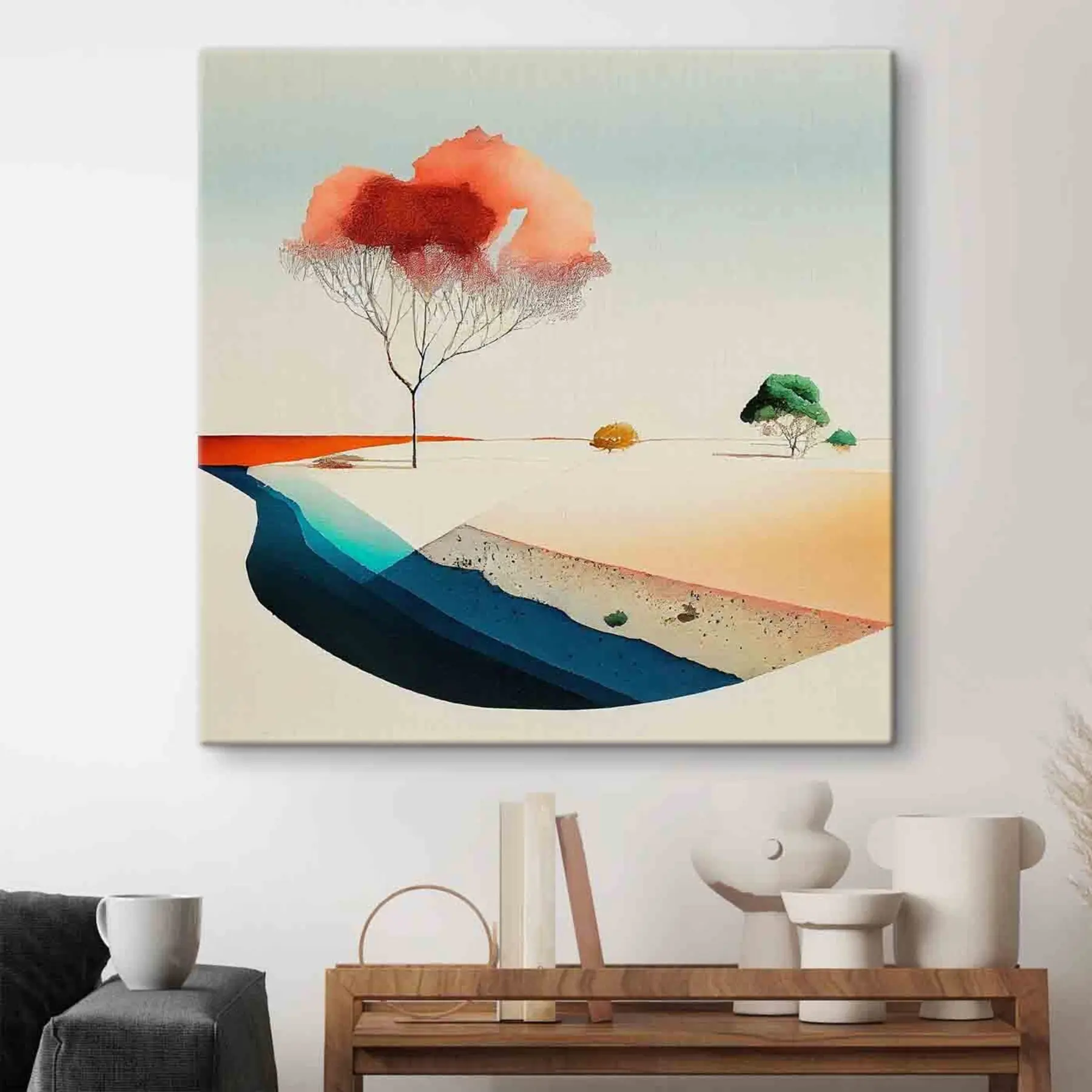 carta da parati Alberi vivaci in un paesaggio minimalista nr. s35709