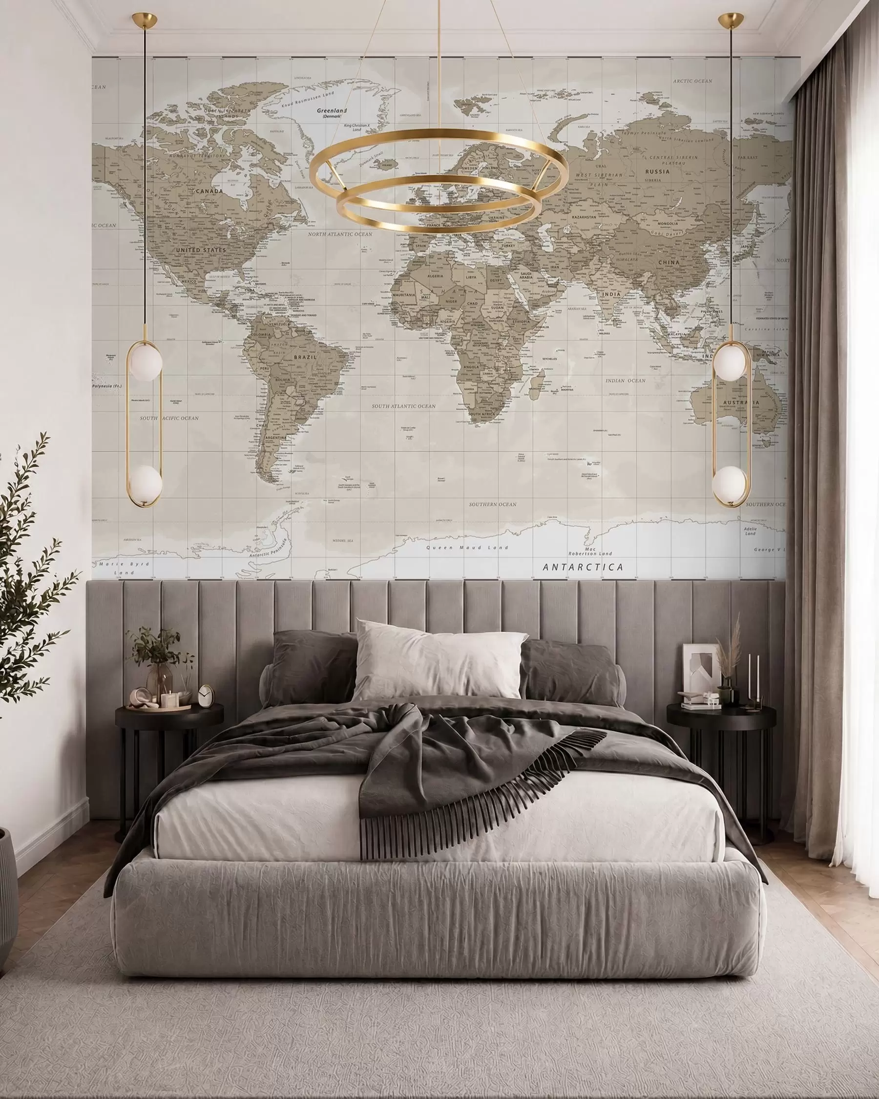 carta da parati Loft con mappa del mondo vintage nr. u97342