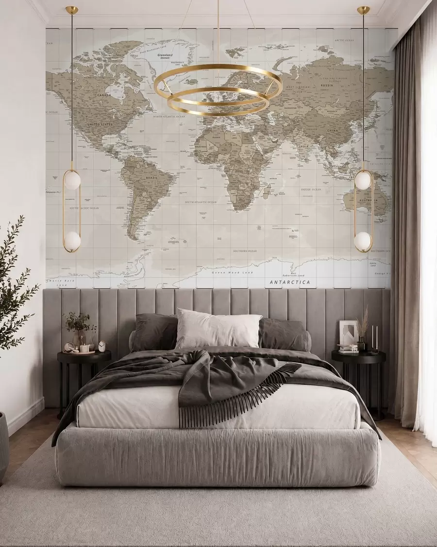 carta da parati Loft con mappa del mondo vintage nr. u97342