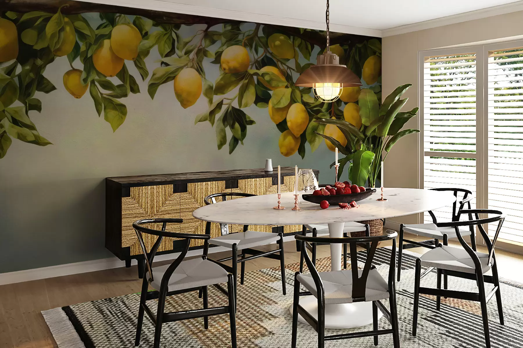 Carta da parati nature Rami di albero di limone d'epoca 