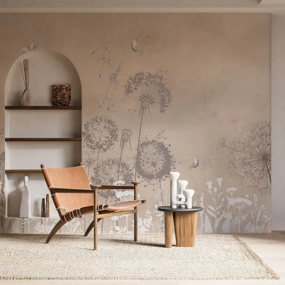 carta da parati Modello elegante di fiori di tarassaco dell'acquerello nr. u97333