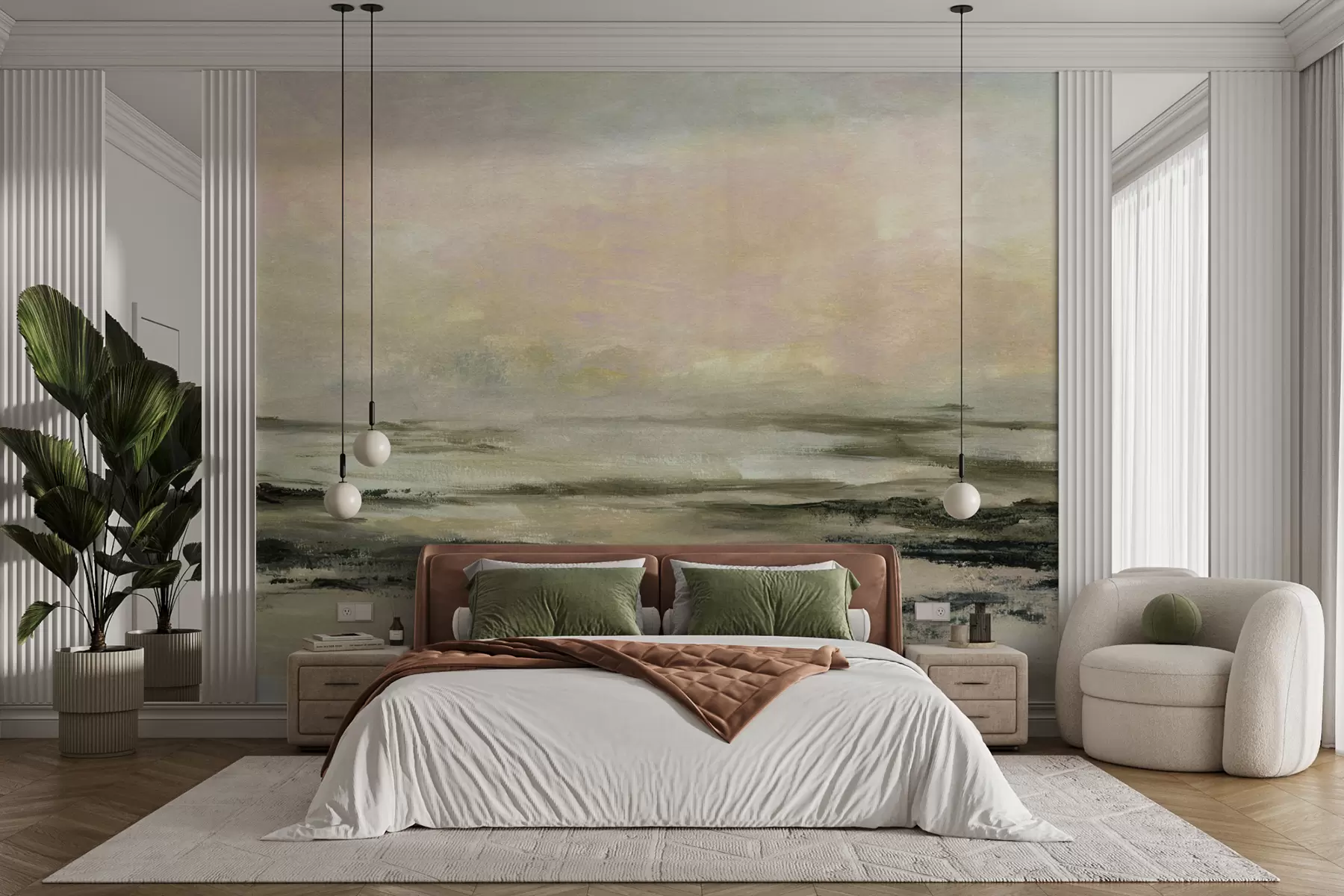 carta da parati Tramonto su una spiaggia tropicale, minimalismo elegante e loft nr. u97451