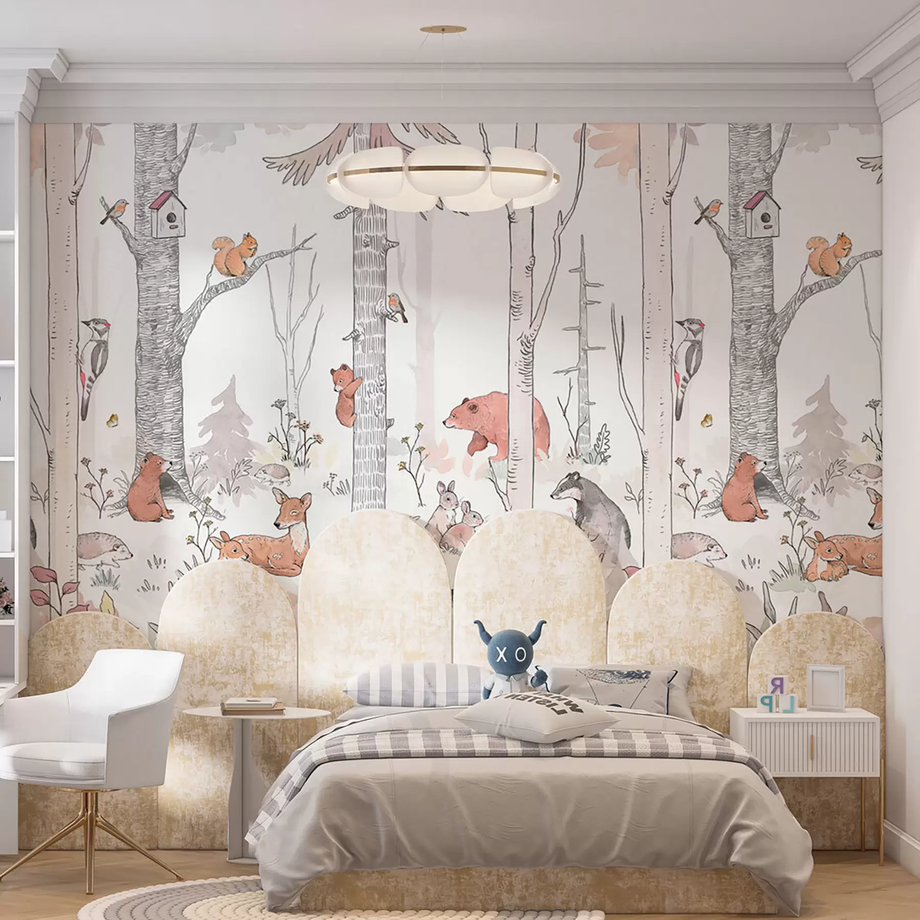 Carta da parati per Bambini Amici della foresta, animali divertenti 