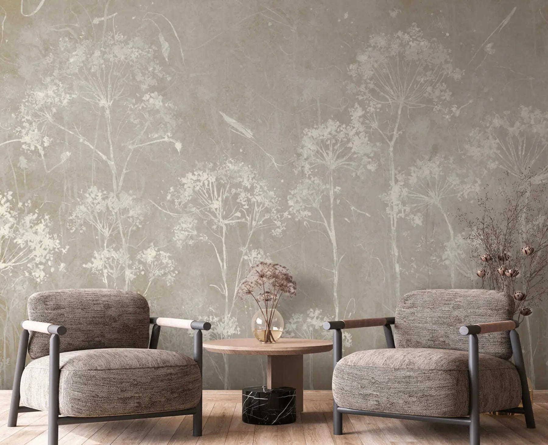 Carta da parati nature Fiori di campo in stile grunge 