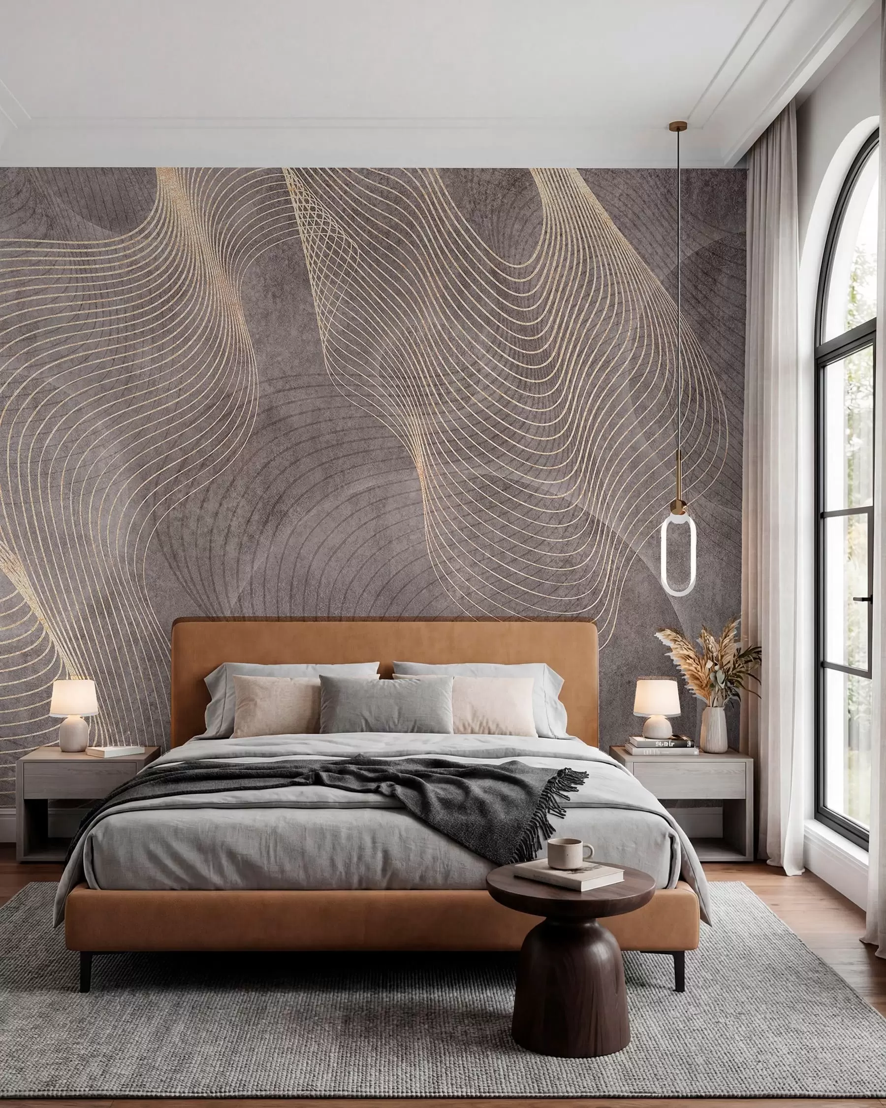carta da parati Linee ondulate nei colori sabbia e beige nr. u97469