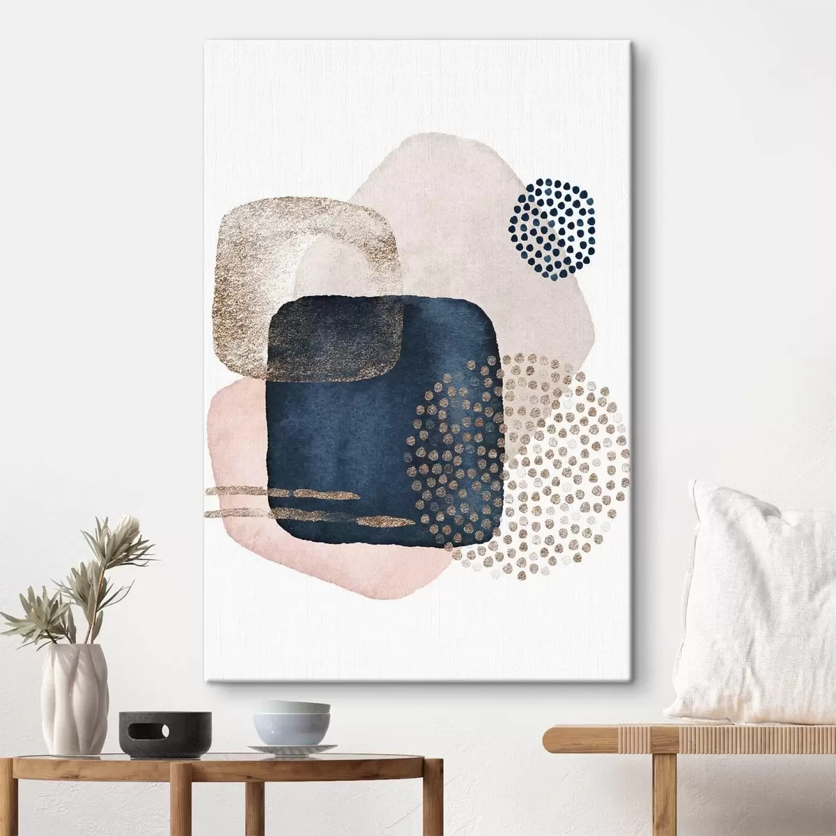 carta da parati Fard beige e blu su sfondo bianco nr. s35989